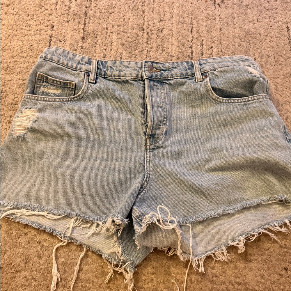 H&M Light Blue Distressed Jean Shorts